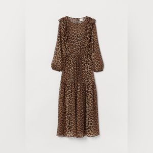 Leopard print long tiered dress